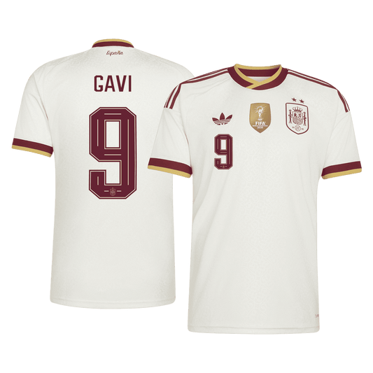 Maglia Replica Spagna Trasferta GAVI #9 Uomo Mondiali 2026 Champion Edition