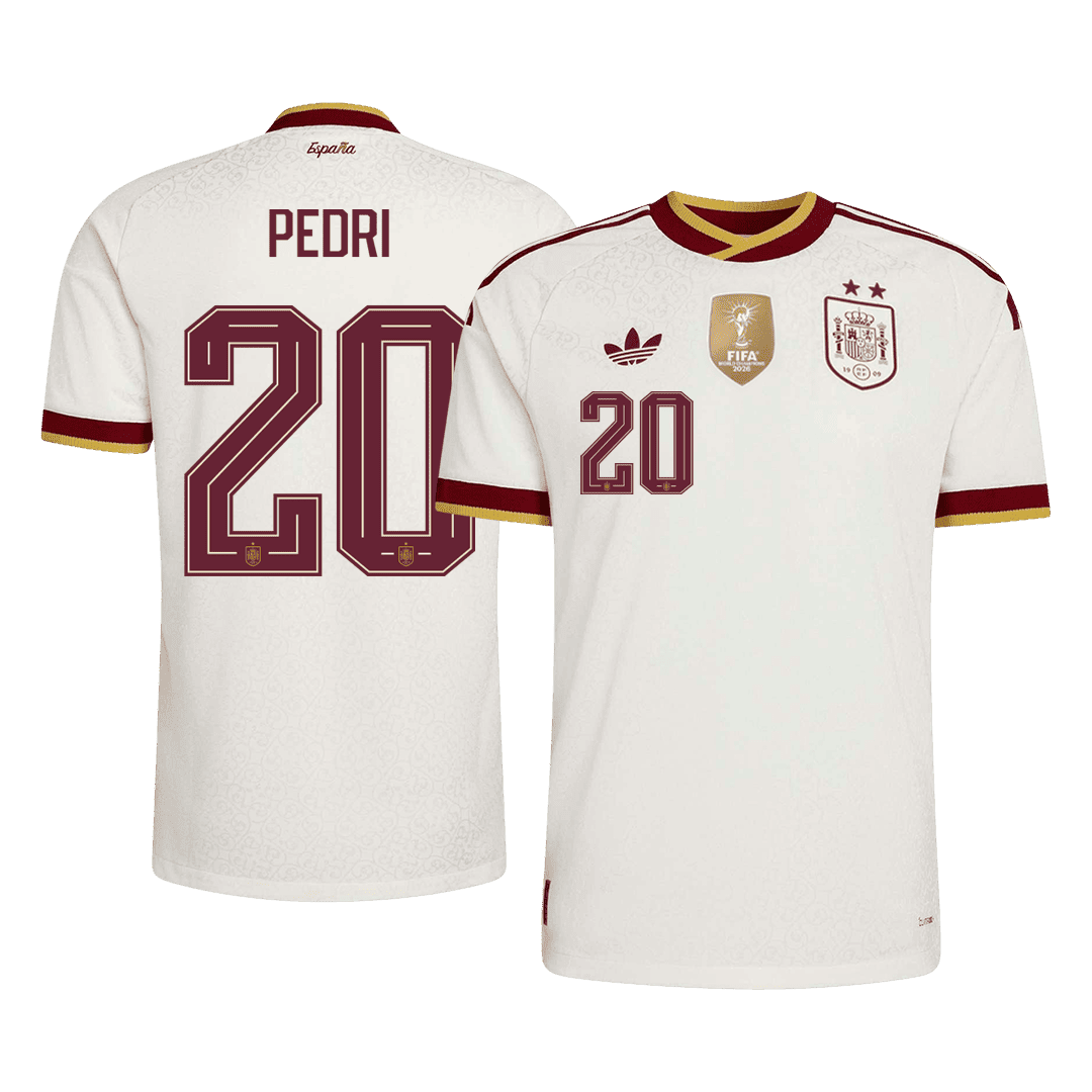 Maglia Gara Spagna Trasferta PEDRI #20 Uomo Mondiali 2026 Champion Edition