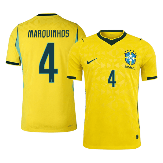 Maglia Gara Brasile Casa MARQUINHOS #4 Uomo Mondiali 2026