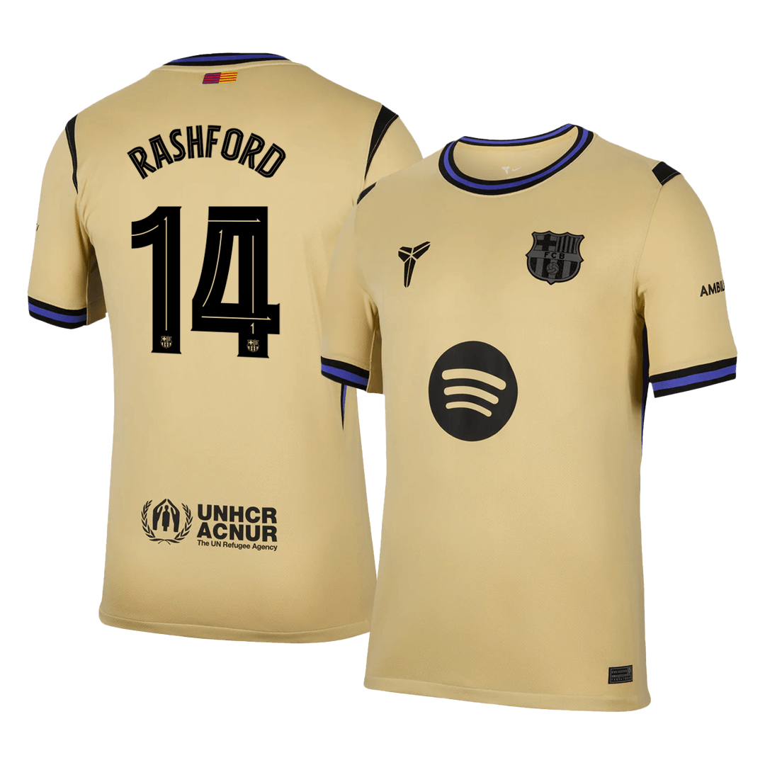 Maglia Replica Barcelona Trasferta RASHFORD #14 Uomo 2025/26 - UCL