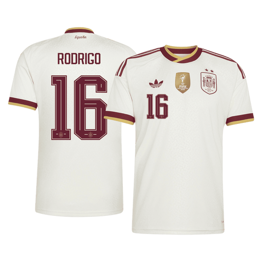 Maglia Replica Spagna Trasferta RODRIGO #16 Uomo Mondiali 2026 Champion Edition