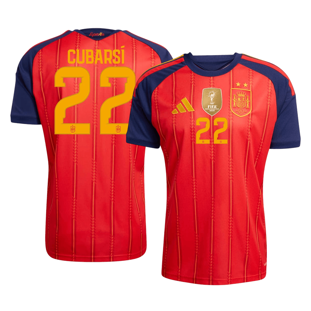 Maglia Gara Spagna Casa CUBARSÍ #22 Uomo Mondiali 2026 Champion Edition