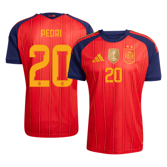 Maglia Replica Spagna Casa PEDRI #20 Uomo Mondiali 2026 Champion Edition
