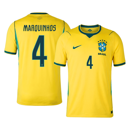 Maglia Replica Brasile Casa MARQUINHOS #4 Uomo Mondiali 2026