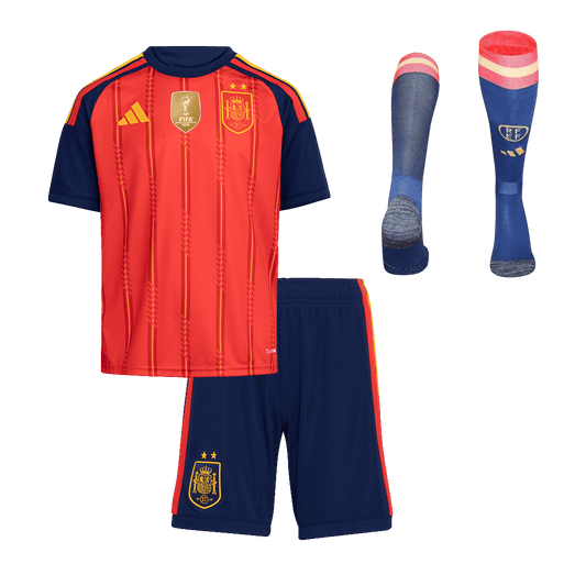 Completo Bambino Spagna Casa Mondiali 2026 - 3 Pezzi Champion Edition