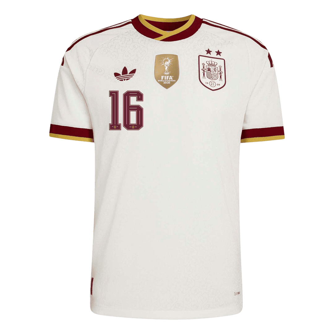 Maglia Gara Spagna Trasferta RODRIGO #16 Uomo Mondiali 2026 Champion Edition