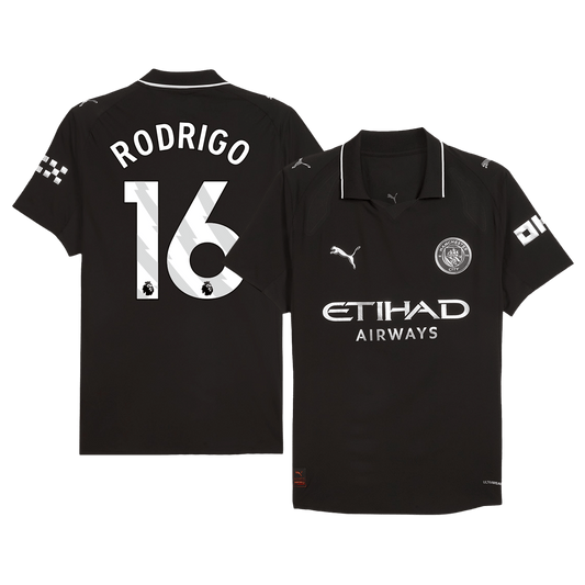 Maglia Gara Manchester City Trasferta RODRIGO #16 Uomo 2025/26