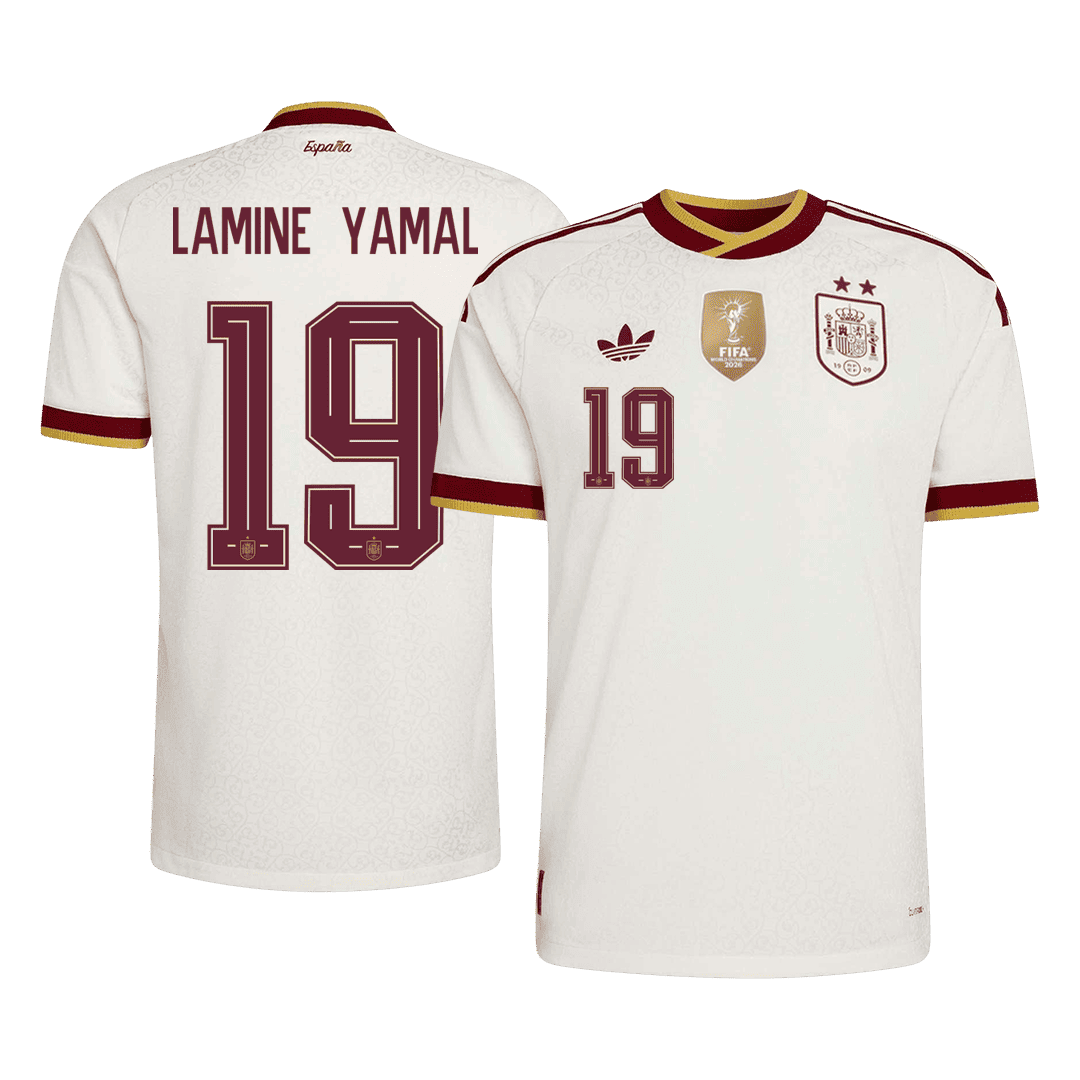Maglia Gara Spagna Trasferta LAMINE YAMAL #19 Uomo Mondiali 2026 Champion Edition
