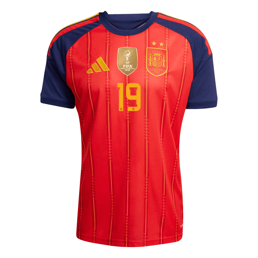 Maglia Gara Spagna Casa LAMINE YAMAL #19 Uomo Mondiali 2026 Champion Edition