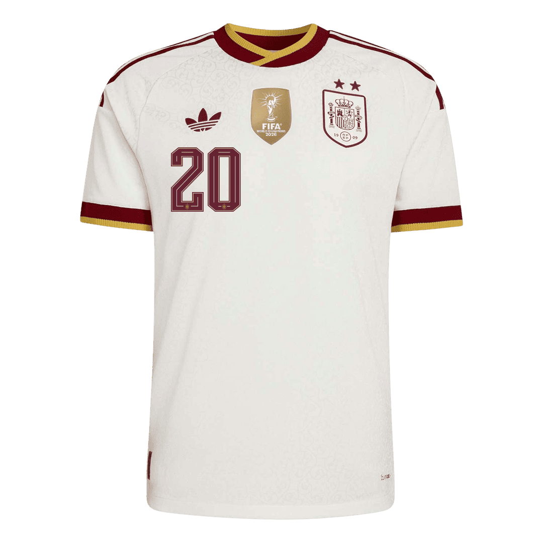 Maglia Gara Spagna Trasferta PEDRI #20 Uomo Mondiali 2026 Champion Edition