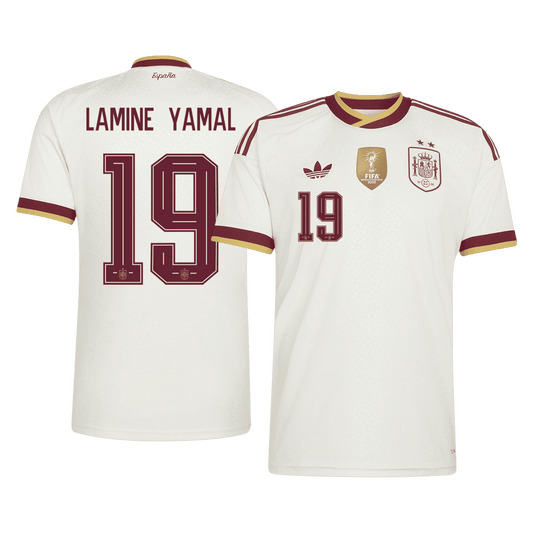 Maglia Replica Spagna Trasferta LAMINE YAMAL #19 Uomo Mondiali 2026 Champion Edition