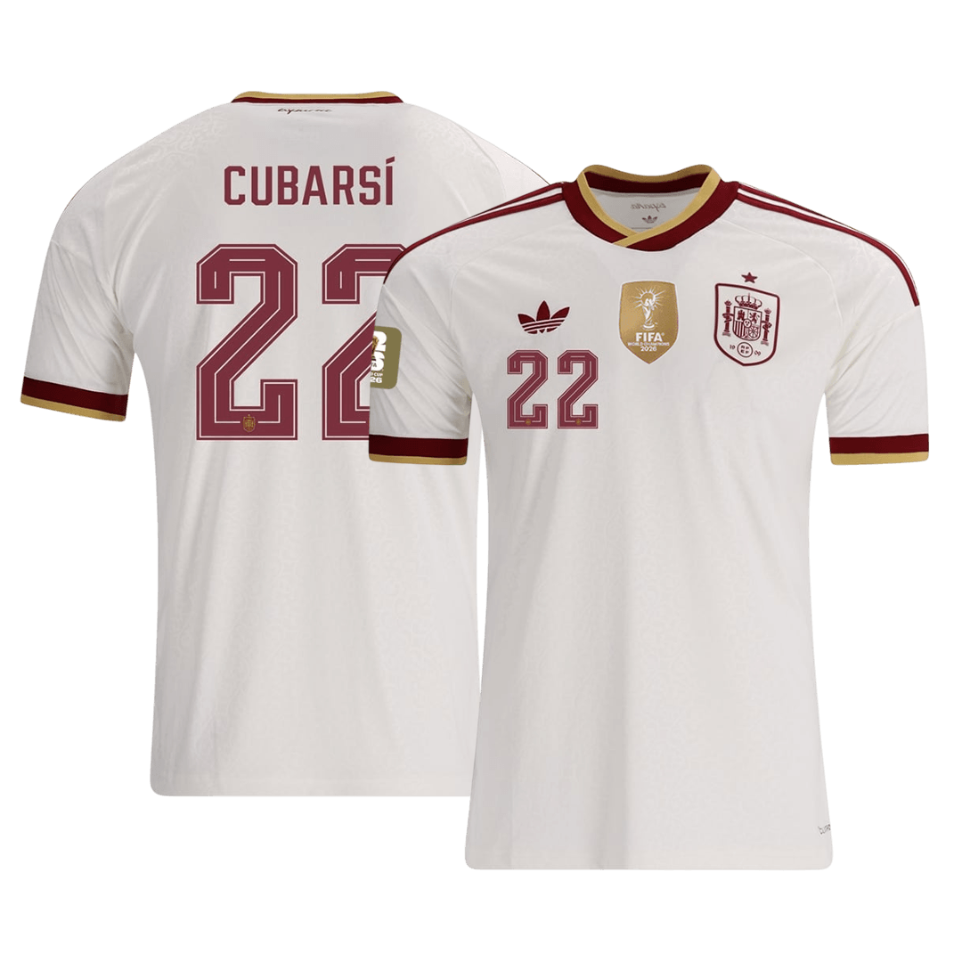 Maglia Gara Spagna Trasferta CUBARSÍ #22 Uomo Mondiali 2026 Champion Edition